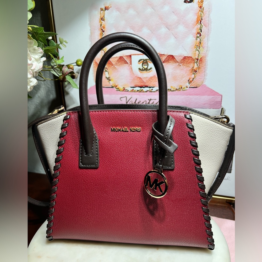 Michael Kors Avril Small Leather Satchel
Red and Cream Women's Bag NWOT